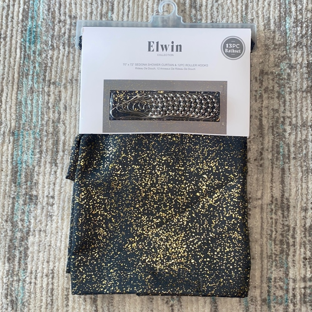 Elwin Collection Sedona Shower Curtain & 12 Piece Roller Hooks